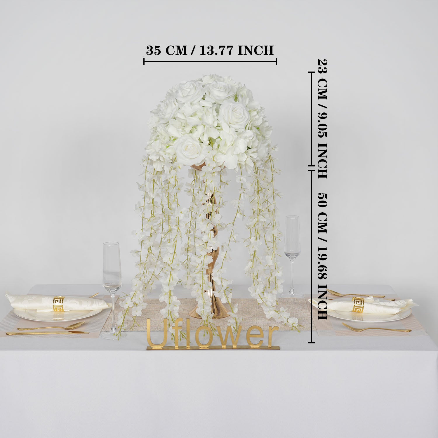 Uflower White Wedding Table Centerpiece Flower Arrangement